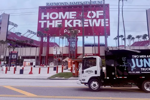Junk Truck in front of Raymond James Stadium