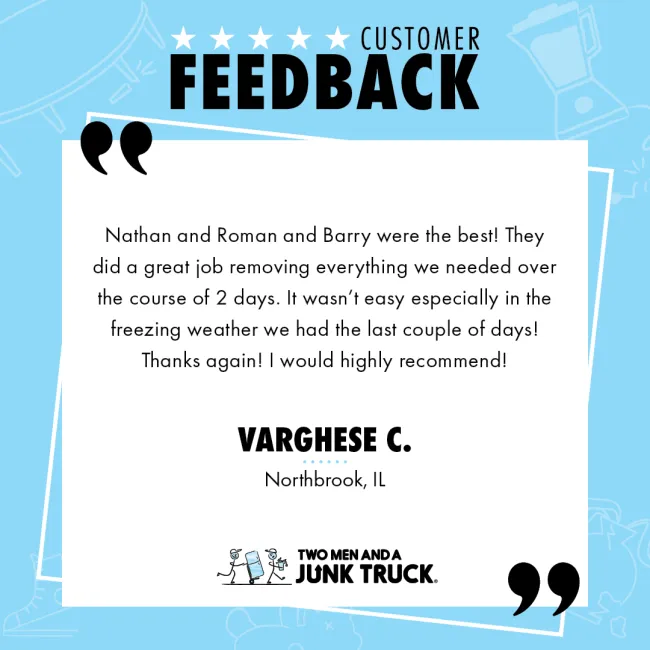 Customer praise from a disposal job in Northbrook, IL