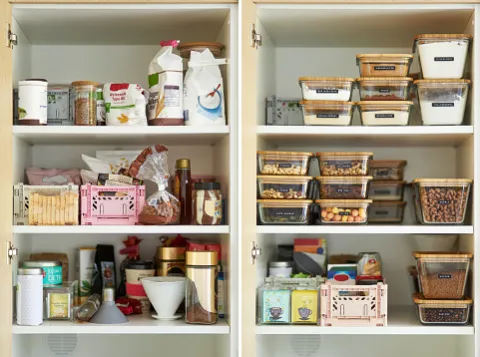 A neatly organized kitchen pantry