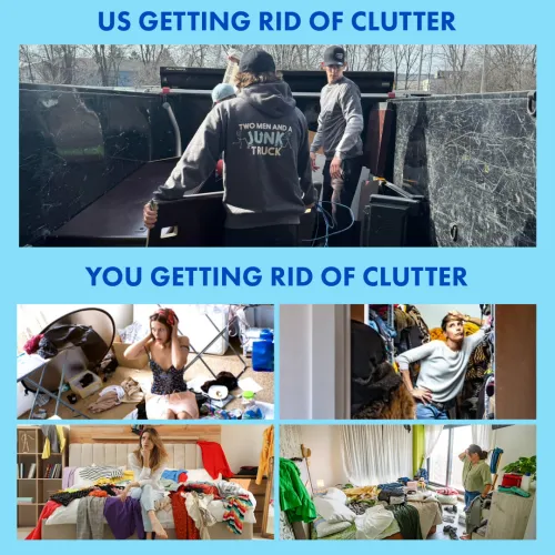 Professional junk haulers getting rid of clutter versus a non-professional