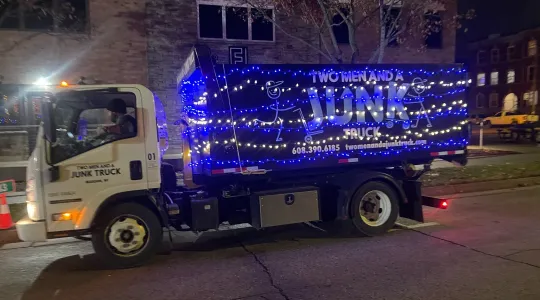 Junk Truck covered in Christmas Lights