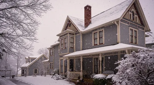 A house covered in snow