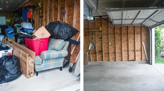 Before and after junk removal service decluttering 