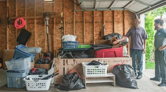 Picture of cluttered garage.